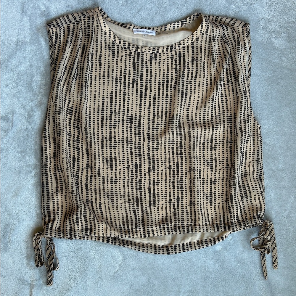 Calvin Klein Black and Cream Patterned Blouse